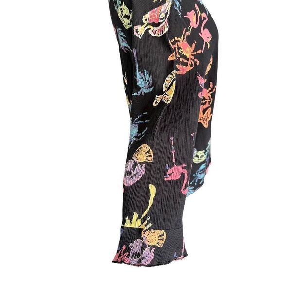 Vintage Rare HTF 90s Under The Sea Ocean Beach Flamingo Print Flutter Sleeve Art - Picture 6 of 9